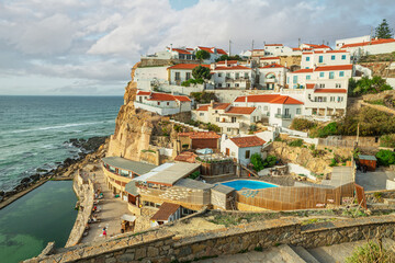 Marvelous view on Azenhas do Mar, small town  at Atlantic ocean coast.Municipality of Sintra,...