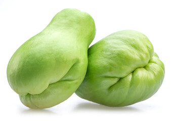 Chayote fruits isolated on white background.