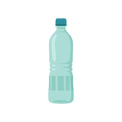 Transparent plastic water bottle vector illustration. Drink in transparent container for lunch at school or office on white background. Lunch break, beverage, ecology concept
