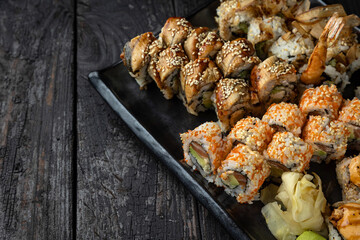 delicious rolls in a Japanese restaurant
