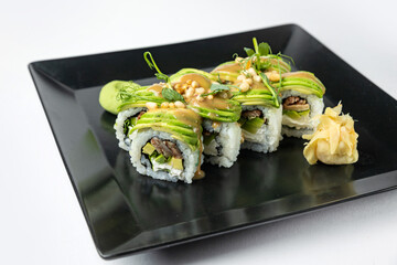 delicious rolls in a Japanese restaurant

