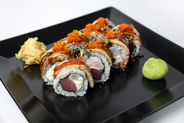 delicious rolls in a Japanese restaurant
