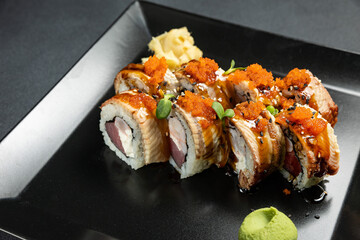 delicious rolls in a Japanese restaurant
