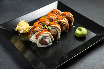 delicious rolls in a Japanese restaurant
