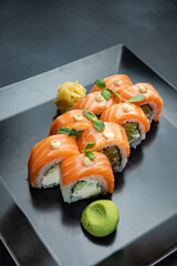 delicious rolls in a Japanese restaurant
