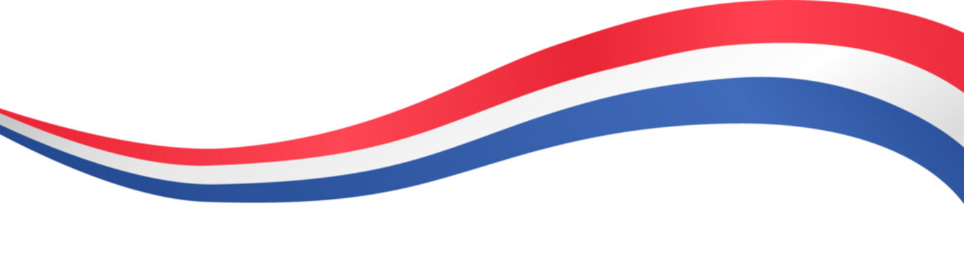 Netherlands flag flying on white background