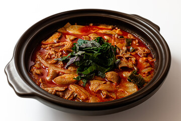 Beef Chitterlings Hotpot on White Background