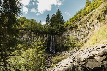 Scenic view of the Cascade of Guery in the Mont Dore Mountains, Auvergne, France © Nicolas33/Wirestock Creators