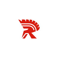 Spartan head combination with letter R. Logo design.