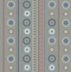 Modern geometric floral vector seamless pattern. Background isolated. Digital drawn illustration. Can be used as textile fabric or wallpaper, cards, invitations, decorative paper