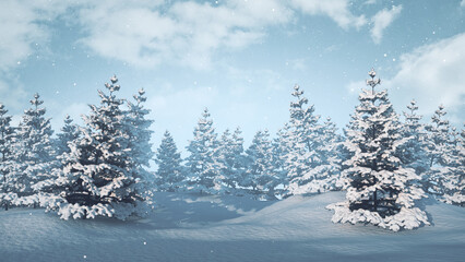 Christmas or winter background with snow fall