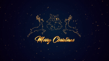 Fototapeta na wymiar Merry Christmas wishing card with christmas tree background