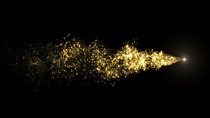 Gold particles trail background