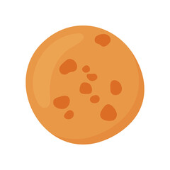 Orange or brown cookie or biscuit vector illustration. Cartoon drawing of tasty round snack for lunch at school or office on white background. Lunch break, food, desserts concept
