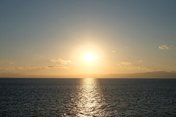 Naklejka na ściany i meble sunset over the sea of Enoshima island