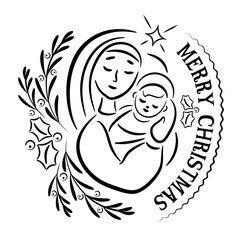 Virgin Mary and Baby Jesus illustration
