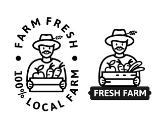 Farmer line symbol stamp. Local farm