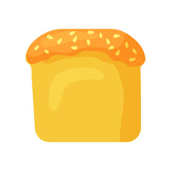 Orange or yellow loaf of bread vector illustration. Baked bread on white background, basic geometric shape for kindergarten or school children. Food, bakery, education, geometry concept for kids