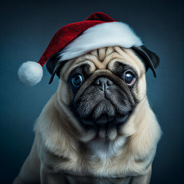 Dog Wearing Santa Claus Hat