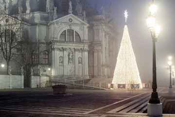 Venezia. albero di Natale di fronte alla Salute