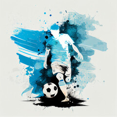 Argentina national football player. Argentinian soccer team. Argentina soccer poster. Abstract Argentinian football background - obrazy, fototapety, plakaty