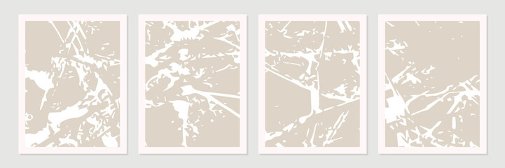 Set of abstract organic shapes, lines and textures in white on neutral nude and beige background.