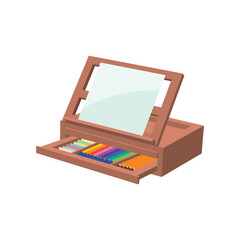 Pencil drawing kit isolated on white background. Art supplies for classroom, tools or artists for painters vector illustration. Art, equipment concept