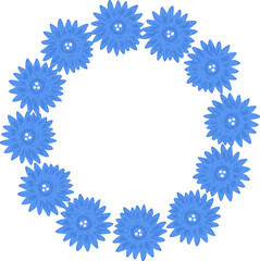 Fototapeta na wymiar Circle frame with blue flower. Vector cartoon illustration