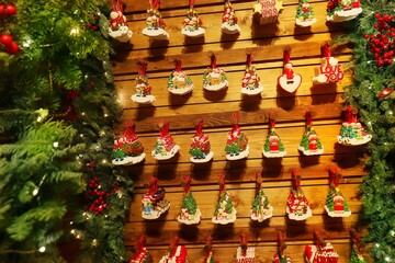 Fototapeta premium sale of Christmas decorations at the fair