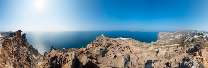 Fototapeta na wymiar Akrotiri Lighthouse in Santorini, Greece.