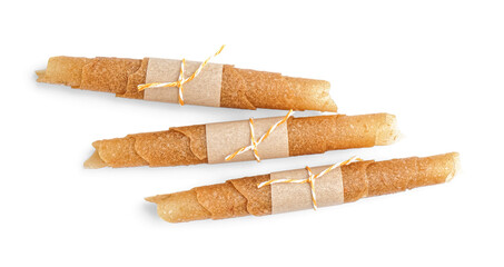 Tasty apple pastilles isolated on white background