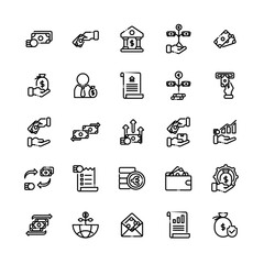 simple Business and finance outline icons - collection of outline icons suitable for use as a design element.