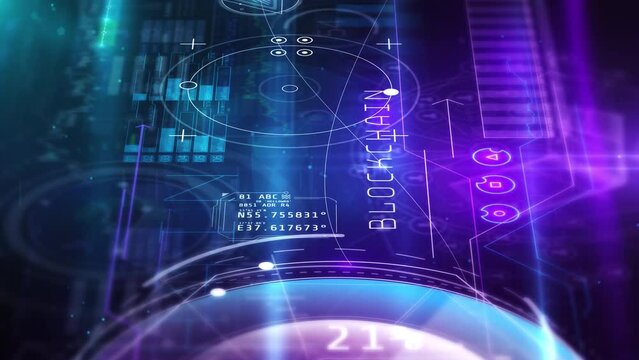 Animated abstraction on the theme of blockchain.