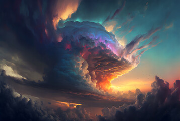 Fototapeta na wymiar A dramatic overcast sky. Suitable for scenes of alien invasion, hell, apocalypse etc. 