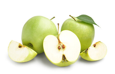 Green apples isolated on white background