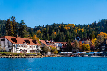 View of Lake Arrowhead, autumn season California, USA