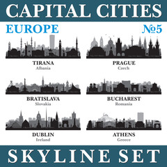 Fototapeta premium Capital cities skyline set. Europe. Part 5