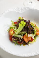 a delicious salad in a restaurant
