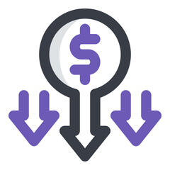 economic crisis colored line icon