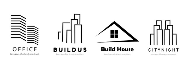 buildings logo brand for company architecture brand logo set
