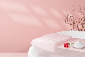 Bathtub base 3D foam skincare realistic empty display podium for product placement scene presentation background