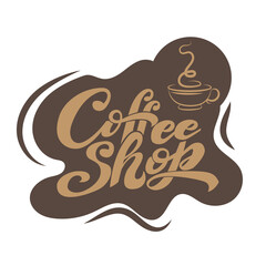 Calligraphy Lettering Coffee. Coffee logo brand marketing Concept. Vector Illustration. 