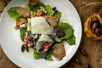 a delicious salad in a restaurant
