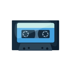 Vintage cassette tape flat vector illustration. Retro electronic device of 80s or 90s, cassette tape isolated on white background. Music, technology concept