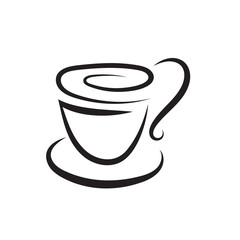 vector illustration of a cup of hot coffee with steam. coffee shop logo design.