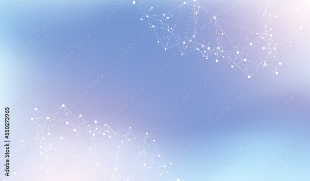 Leinwandbilder Digits abstract illustration with connected line and dots, wave flow. Digital neural networks. Network and connection background for your presentation. Graphic polygonal background.