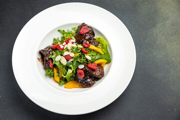 a delicious salad in a restaurant
