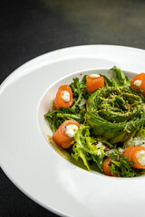 a delicious salad in a restaurant
