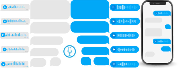 Vector audio message with linear sound waves. Design element for social networks