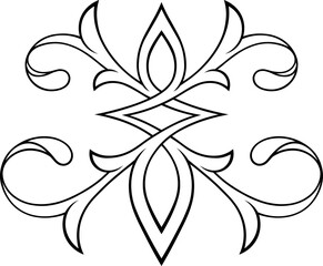 Stylized minimalistic contour Victorian Gothic ornament. Tattoo, ornamental design element, for mehndi